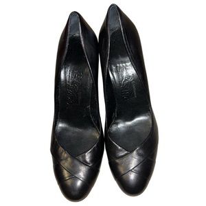 VINTAGE SALVATORE FERRAGAMO LEATHER HEEL - BLACK - 6 1/2